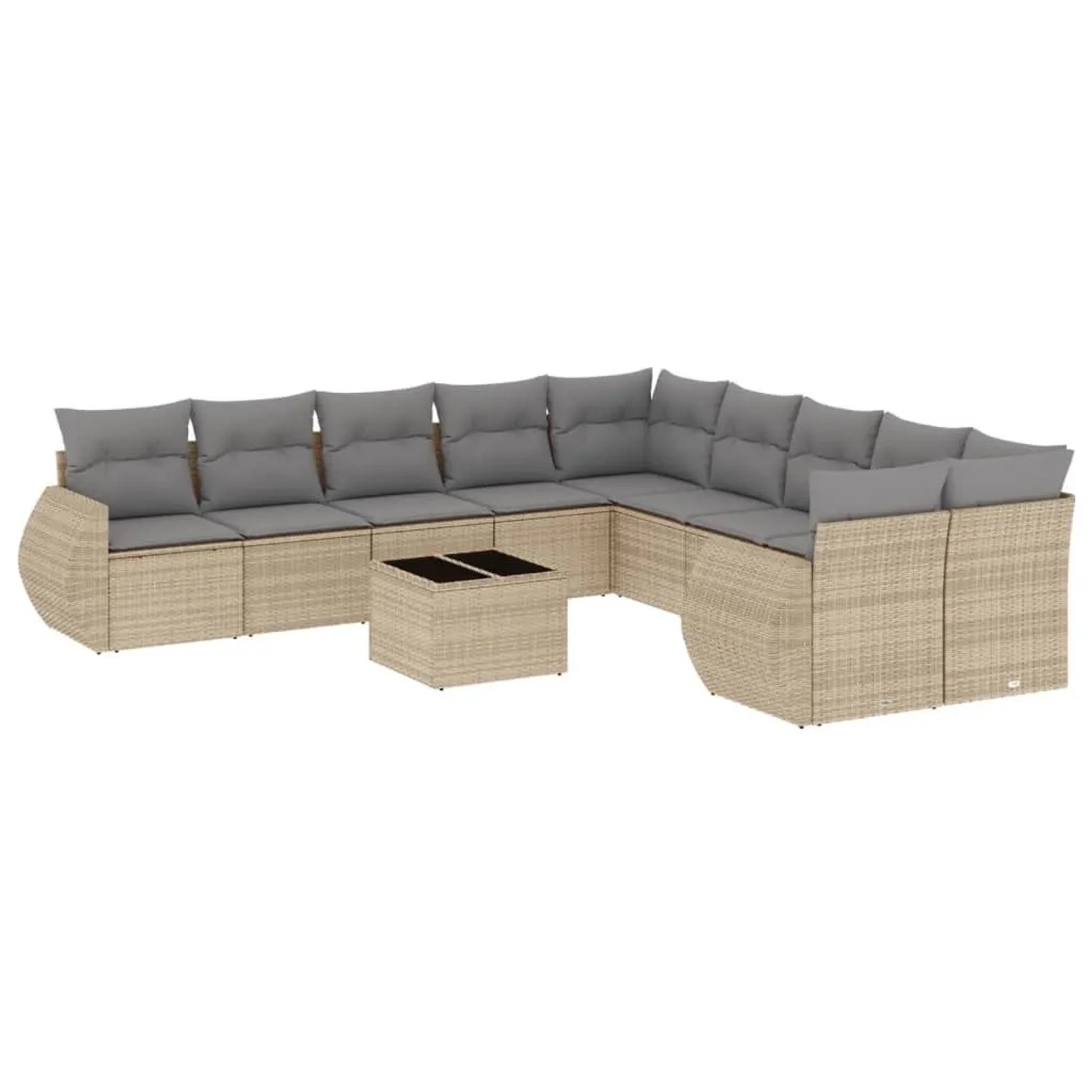 vidaXL 11-Tlg Garten-Sofagarnitur mit Kissen Beige Poly Rattan 3221918 günstig online kaufen
