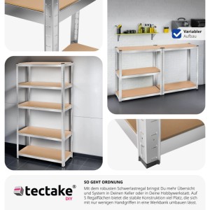 Tectake Schwerlastregal   In Verschiedenen Ausführungen Verzinktes Stahlgestell 180 x 90 x 40 cm  1250 kg 90 x 40 x 180 cm Silber