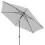 Doppler Marktschirm MyZone, hellgrau, mit Push-Up Mechanik und rechteckigem Schirmdach.