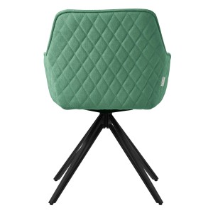 ML-Design Esszimmerstuhl 2er Set, drehbar, grüner Webstoff, Rautensteppung, Metallfuß