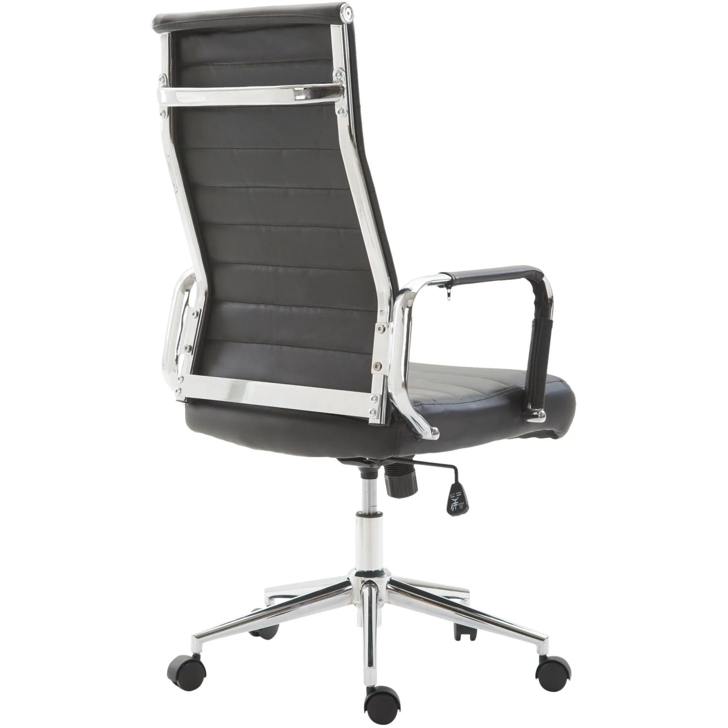 Ergonomischer, schwarzer DELUKE Bürostuhl SONOD mit Chromgestell und Rollen.