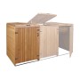Proregal XL Mülltonnenbox für 1-2 Tonnen, braunes Tannenholz, mit Deckel und Tür.