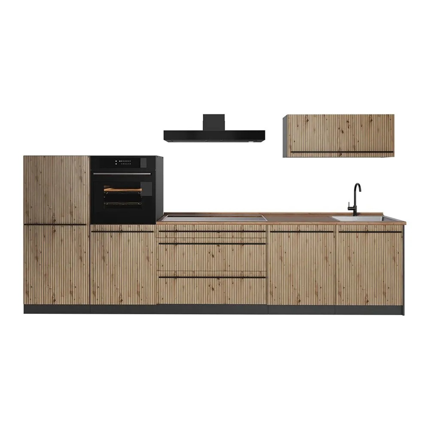 Vicco Küchenzeile R-Line Artisan-Eiche/Anthrazit 340 x 143 Arbeitsplatte Goldkraft Eiche Art Nr 67282