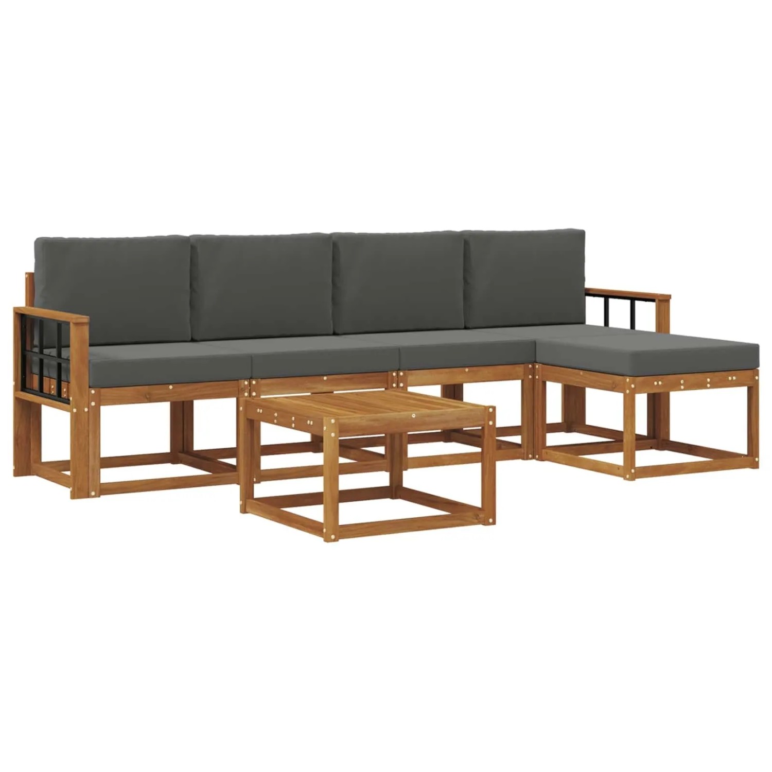 vidaXL Outdoor-Sofagarnitur mit Kissen 6 Stk Natur und Anthrazit 3366300