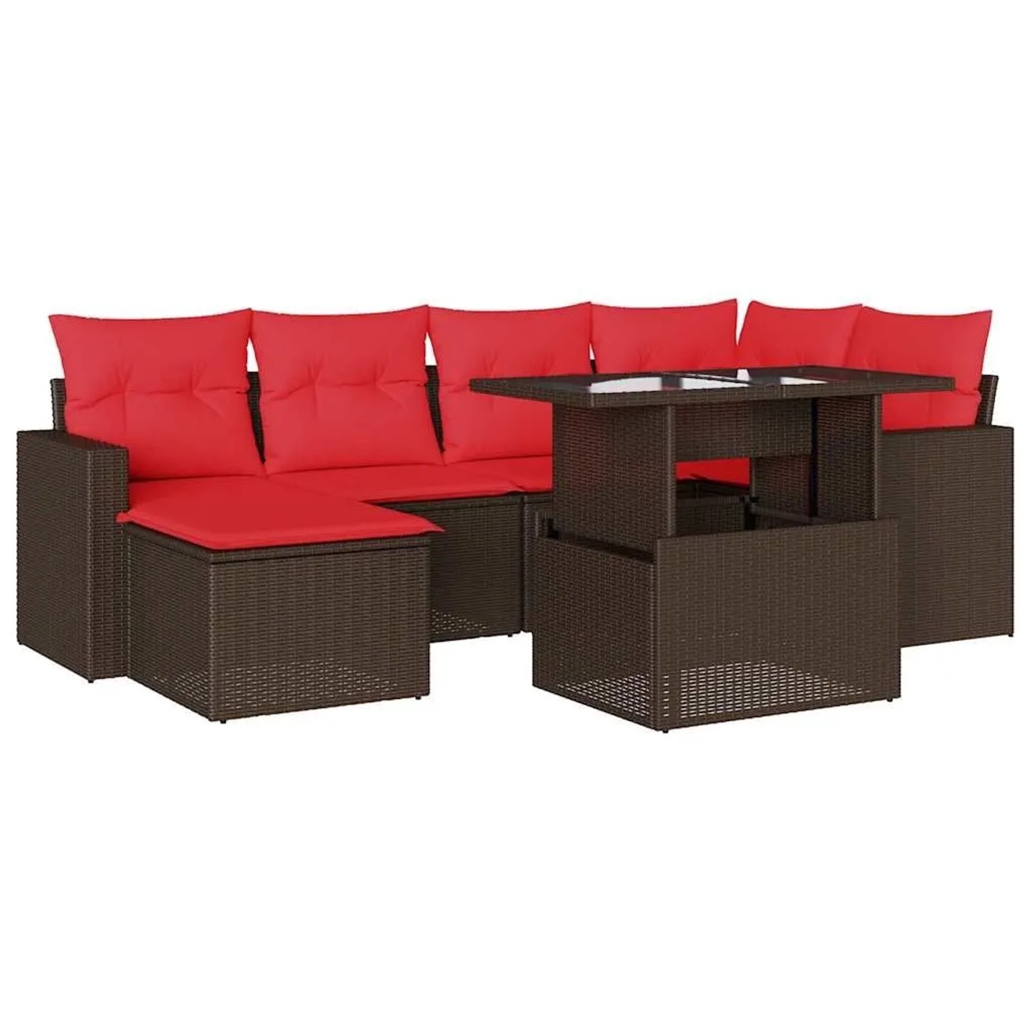vidaXL 7-Tlg Gartensofa-Set mit Kissen Braun Polyrattan 3267424 günstig online kaufen