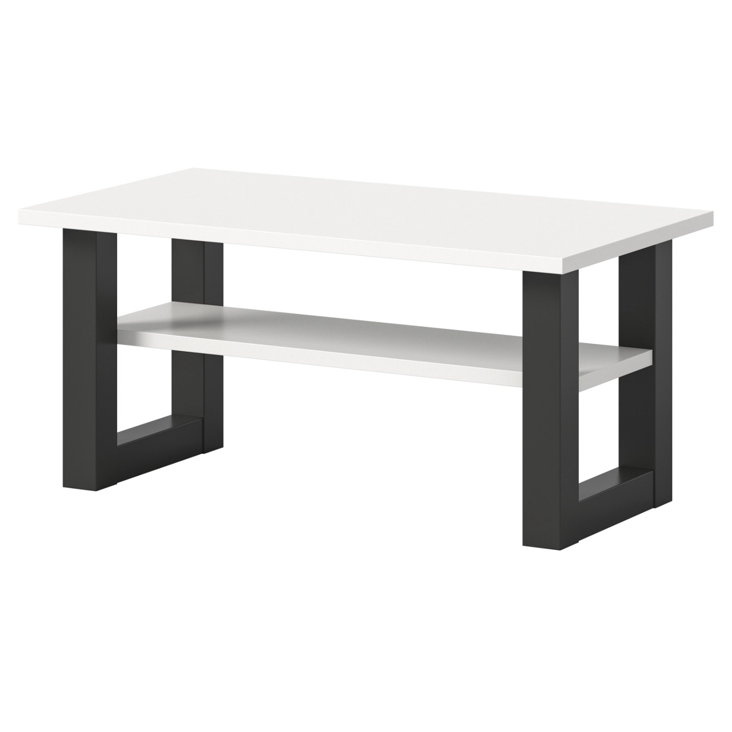 Inn.Furn Couchtisch Weiß Grau 90 x 50 cm Wohnzimmertisch mit Ablage Eldon günstig online kaufen