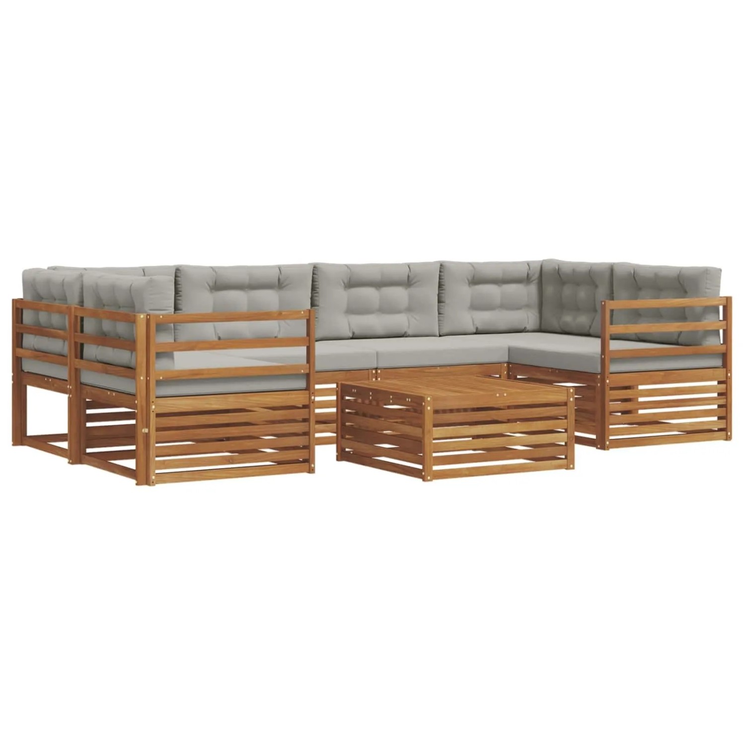 Thumbnail - vidaXL Outdoor-Sofagarnitur mit Kissen 21-Tlg Natur und Hellgrau 3373081