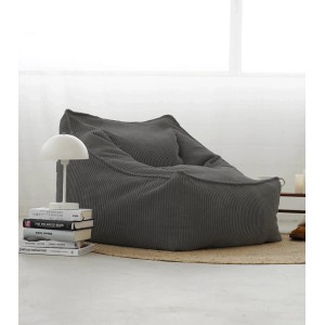 Grauer Cord Sitzsack Sessel "Der Lümmel" XXL für Garten oder Wohnzimmer.