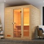 Weka Massivholzsauna Valida mit Glastür und Fenster, inklusive Saunaleuchtenset.