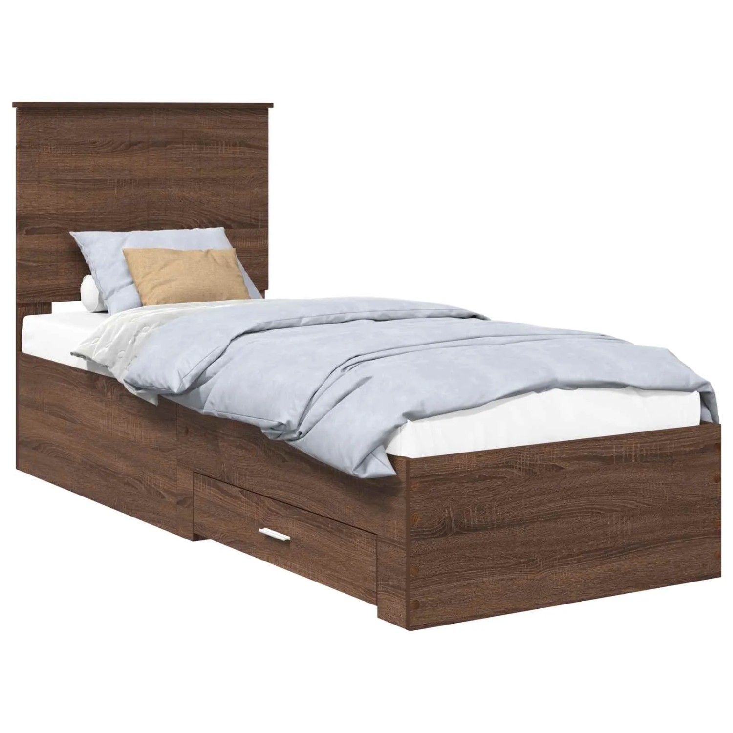 vidaXL Bettrahmen Braune Eiche und Silber 75 x 190 cm Holzwerkstoff 3411374