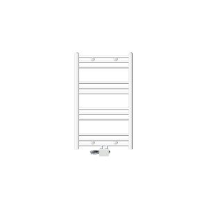 Weißer LuxeBath Badheizkörper, 600x800 mm, mit Thermostat für Eck- und Universalanschluss.