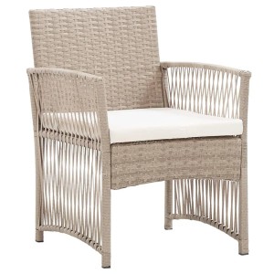 vidaXL Gartensessel mit SitzKissen 2 Stk Beige Poly Rattan 363408