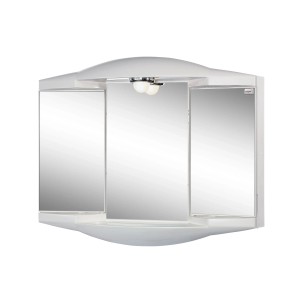Weißer Sieper Spiegelschrank Chico, 62 cm breit, mit drei Spiegeltüren und integrierter Beleuchtung.