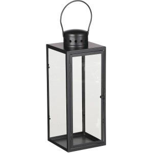 Schwarze Mica Decorations Laterne Arzilla aus Metall und Glas, 34,5 cm hoch.