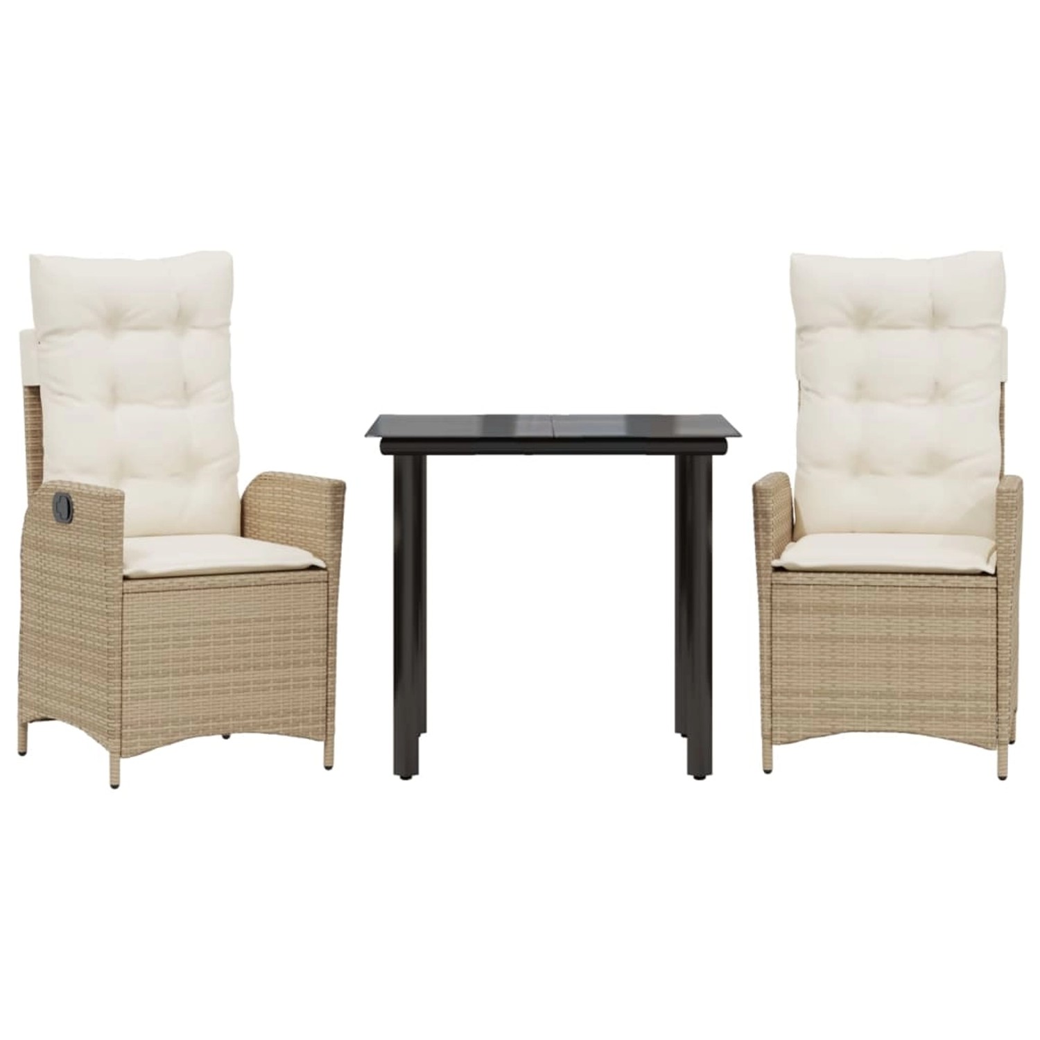 vidaXL 3-Tlg Garten-Essgruppe mit Kissen Beige Poly Rattan 3213244 günstig online kaufen