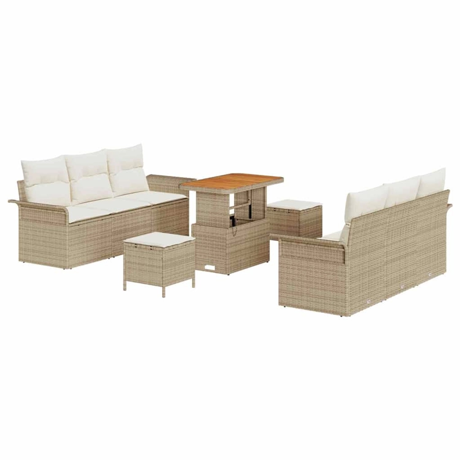 vidaXL Garten-Sofa-Set 9-Tlg Beige Poly Rattan 3362091 günstig online kaufen