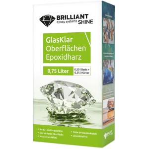 Brilliant Shine Epoxidharz Oberflächen A+B, 0,75 l. Spezialspachtel für kristallklare Ergebnisse.
