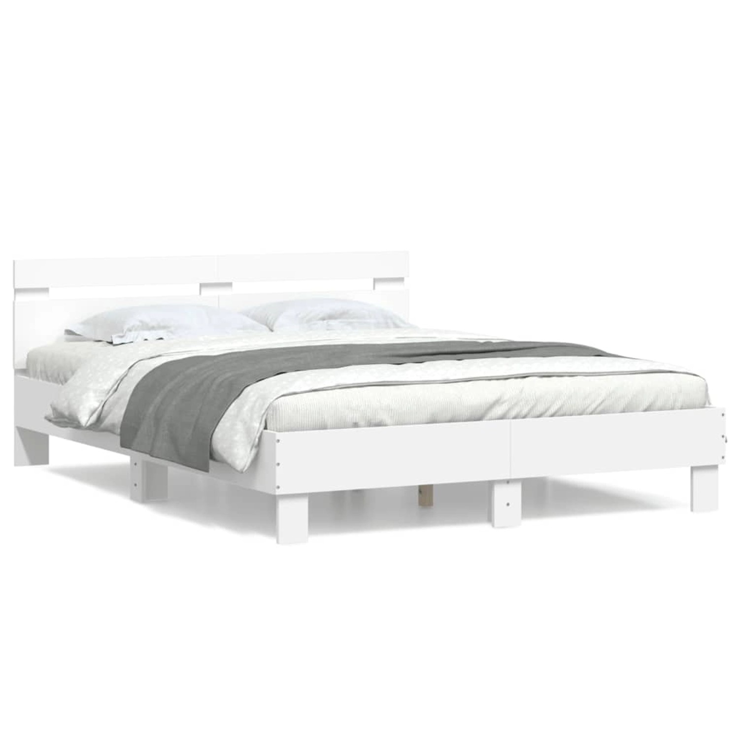 vidaXL Bettgestell mit Kopfteil Weiß 150x200 cm Holzwerkstoff 3207413 günstig online kaufen