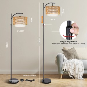 CCLIFE Stehlampe Bogenlampe LED E27 60W Höhenverstellbar 160cm-175cm Beige