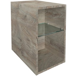 Fackelmann Oxford Badregal in Nature Oak Optik mit einem Glaseinlegeboden.