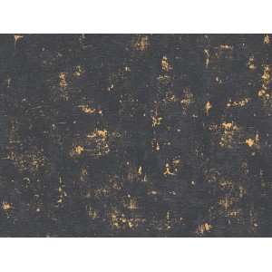 A.S. Création Vliestapete Trendwall Putz Used Schwarz-Gold mit Putzstruktur.