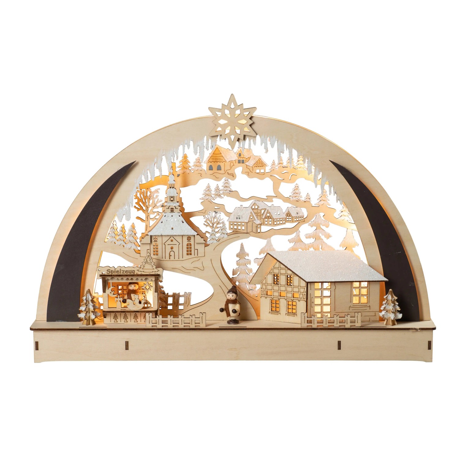 HGD Lichterbogen In Seiffen für Batteriebetrieb mit Timer 45 cm x 7 cm x 29 cm