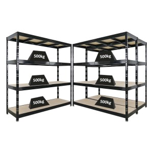 PROREGAL Mega Deal 3x Profi Schwerlastregal Rhino HxBxT 200x200x60cm 4 Spanplatten-Ebenen 8mm Fachlast 500kg Schwarz