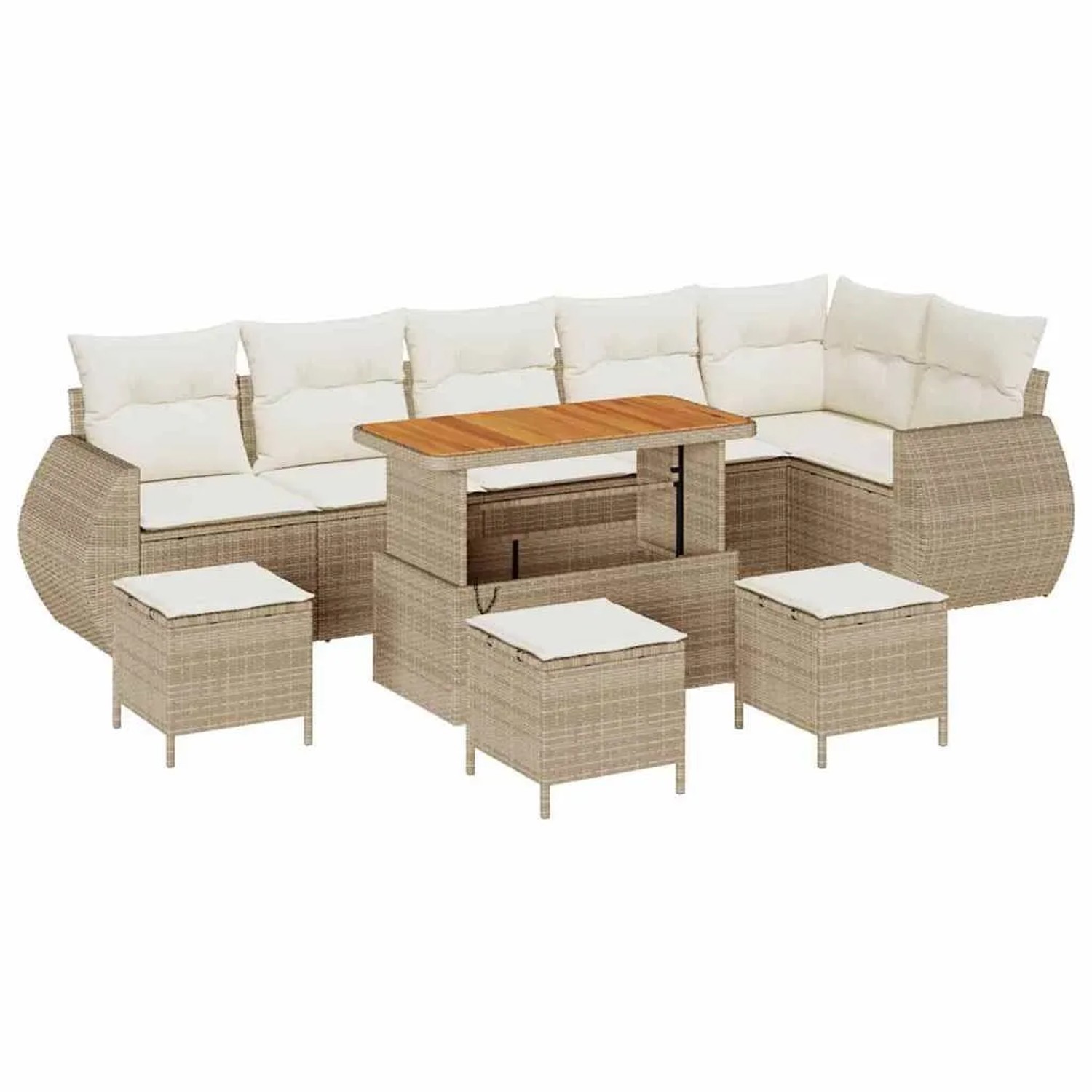 vidaXL Gartensofa-set mit Kissen 10-Tlg Beige und Creme Poly-Rattan 3363851 günstig online kaufen