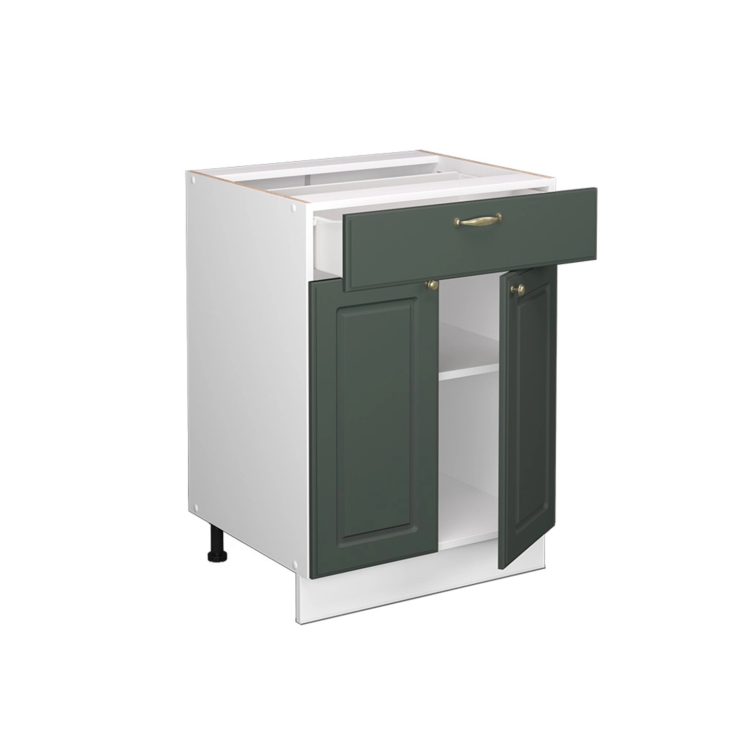Vicco Küchenunterschrank Fame-Line Grün-Gold Landhaus/Weiß 60 cm mit Schublade AP Eiche