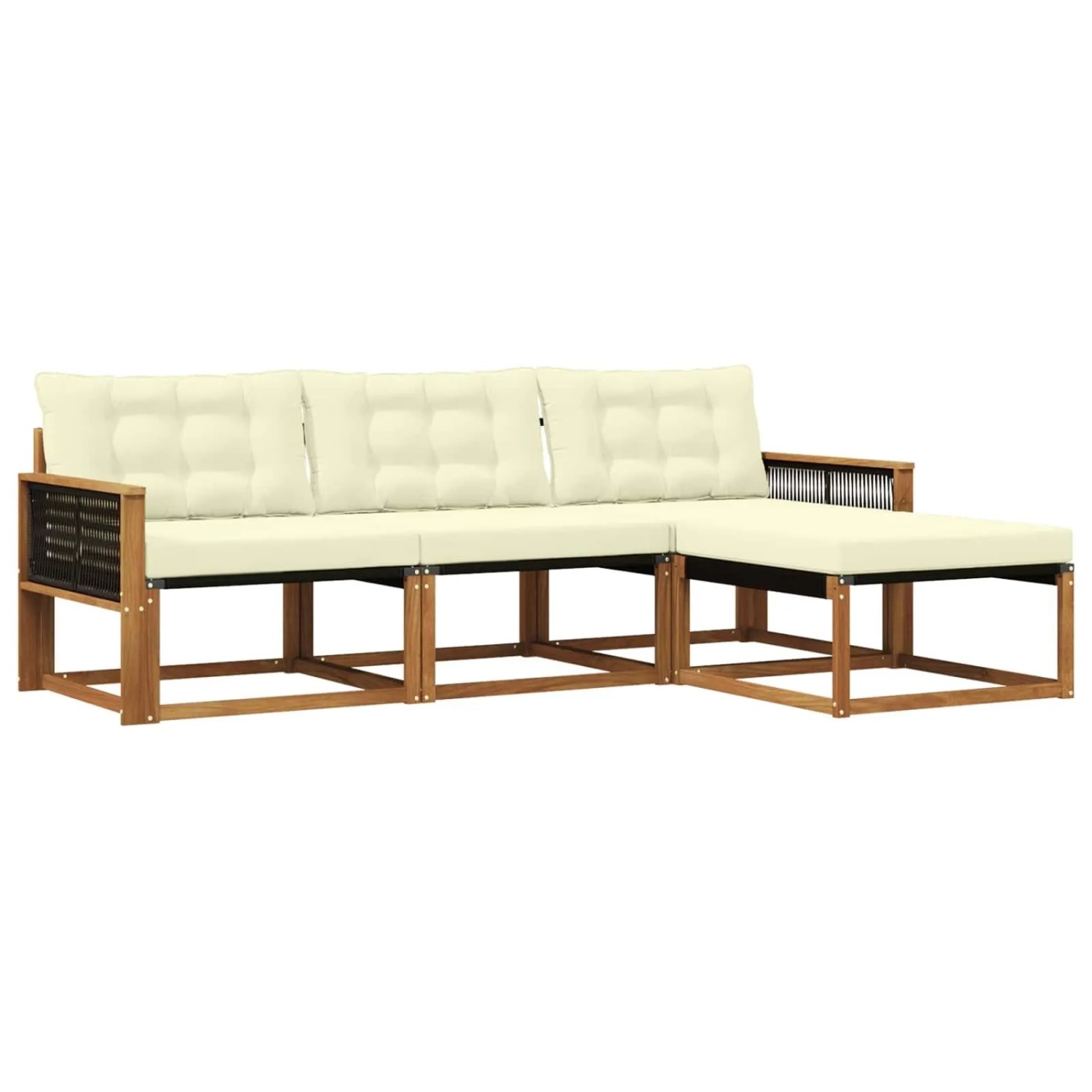 vidaXL Outdoor-Sofagarnitur mit Kissen 4 Stk Natur und Creme 3381342