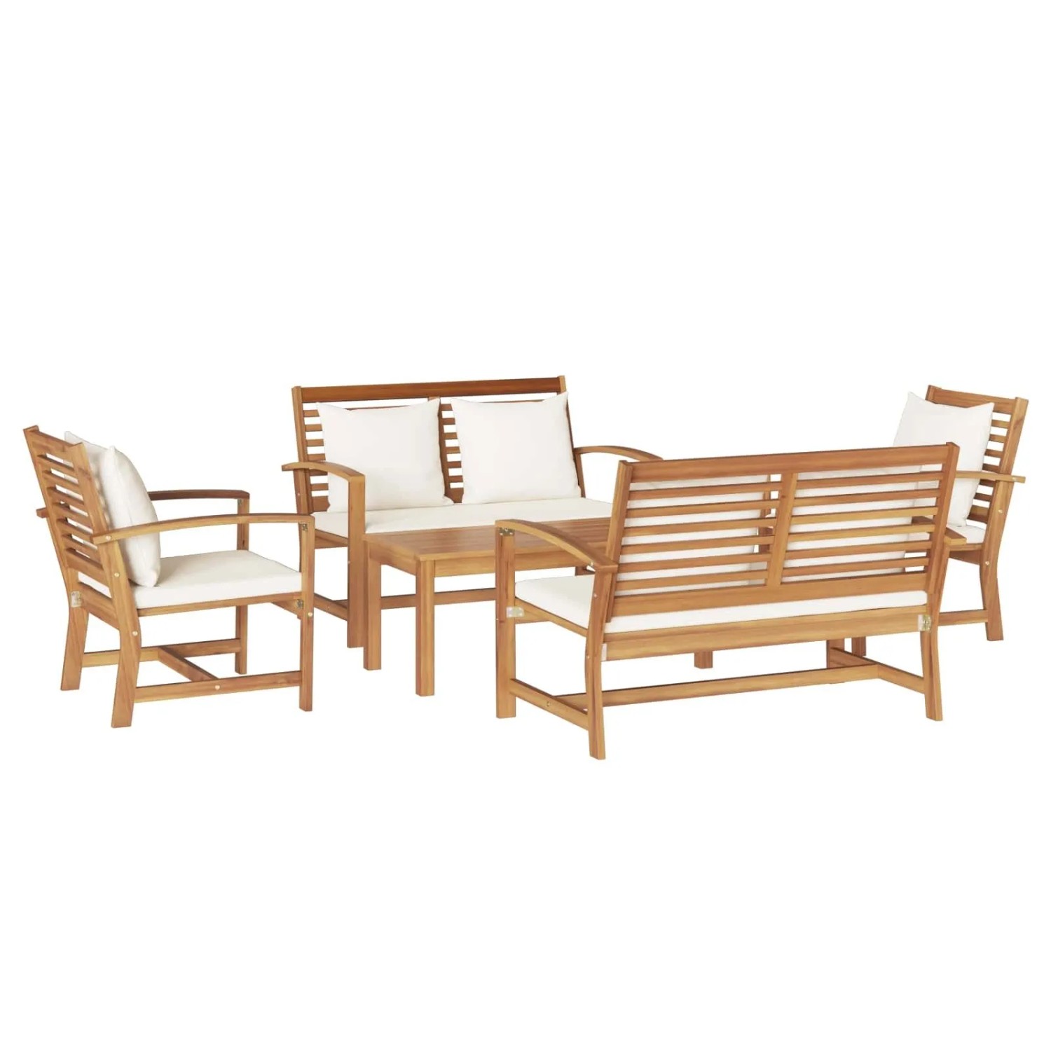 vidaXL Gartensofa-Set 5 Stk Natur Massivholz Teak 3356859