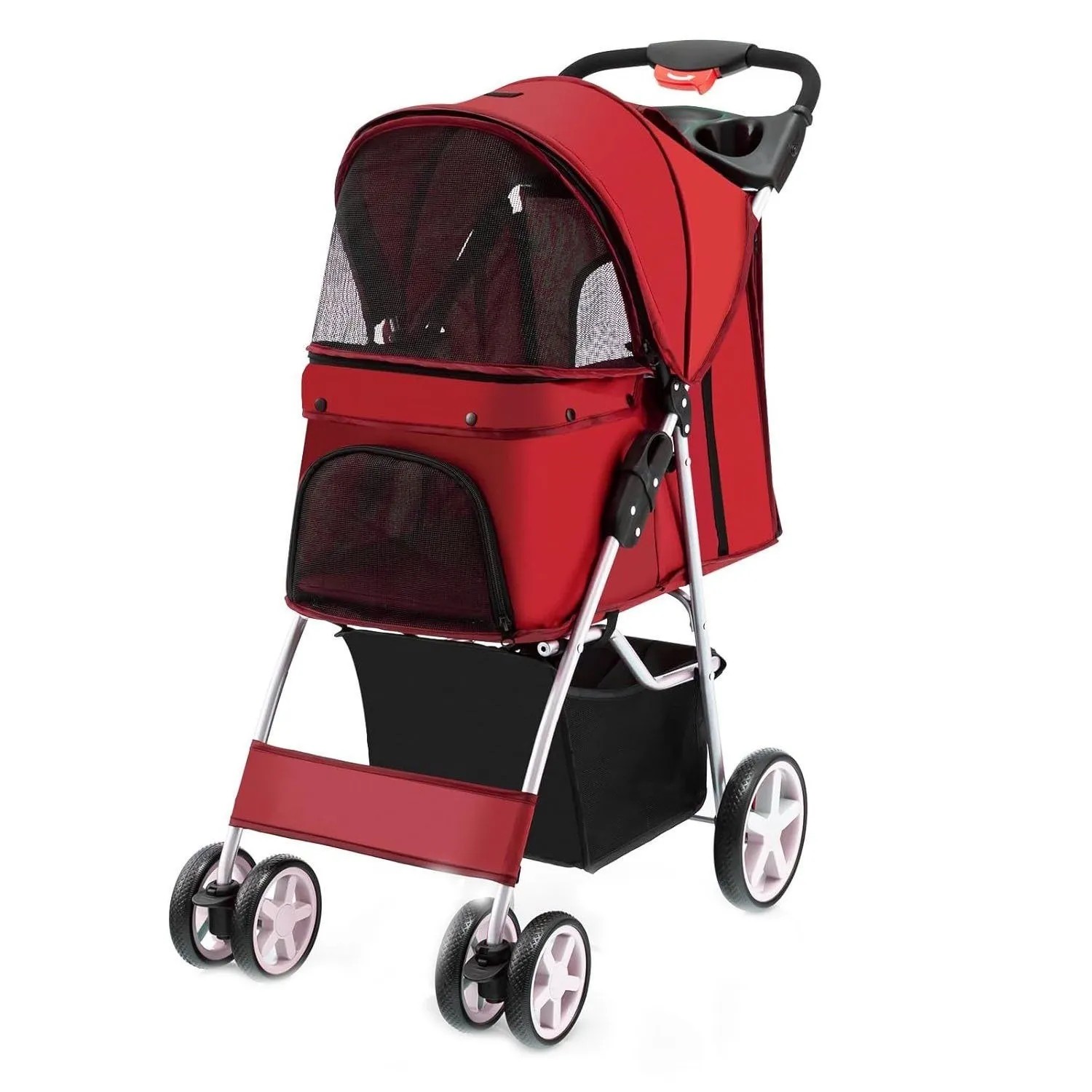 Costway Hundewagen Haustiere Buggy Bis 15 kg Rot
