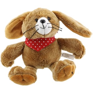 Brauner Plüschhase mit rotem Halstuch, 13x15x12 cm, Osterdekoration.