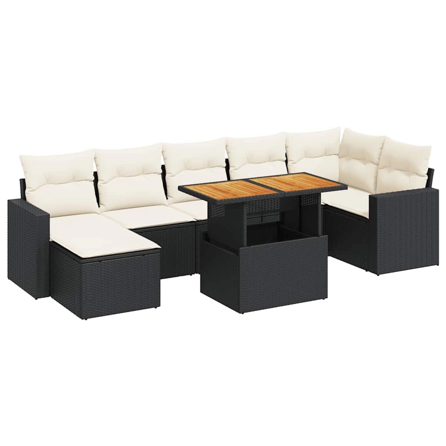 vidaXL 8-Tlg Garten-Sofagarnitur mit Kissen Schwarz Poly Rattan 3327066 günstig online kaufen
