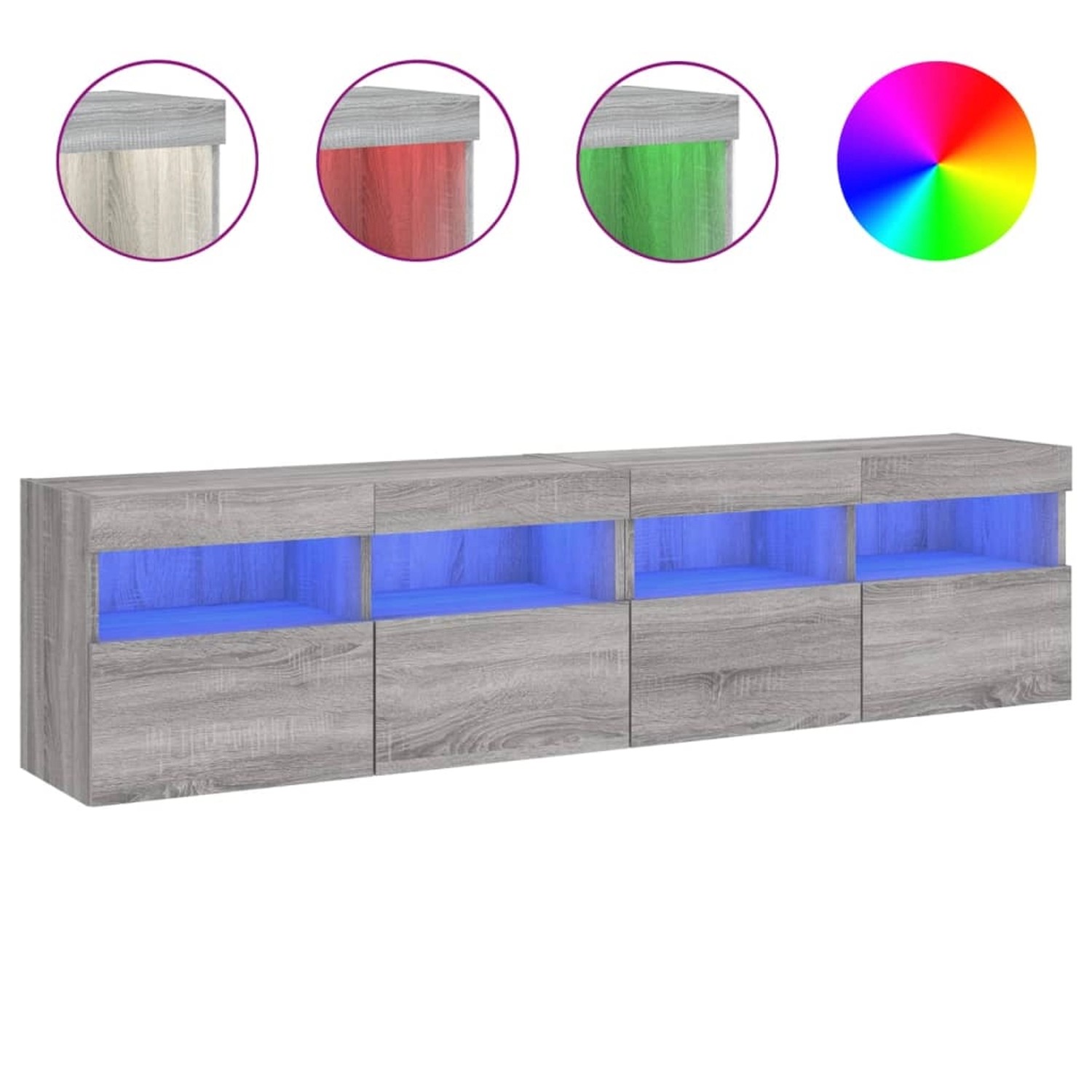 vidaXL TV-WandSchränke mit LED-Leuchten 2 Stk. Grau Sonoma 80x30x40 cm günstig online kaufen