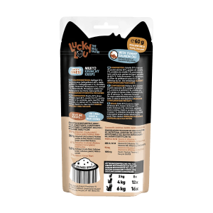 Lucky Lou Katzen-Trockenfutter Krunchy Krisps Milch, 60g Packung. Leckerli für Katzen.