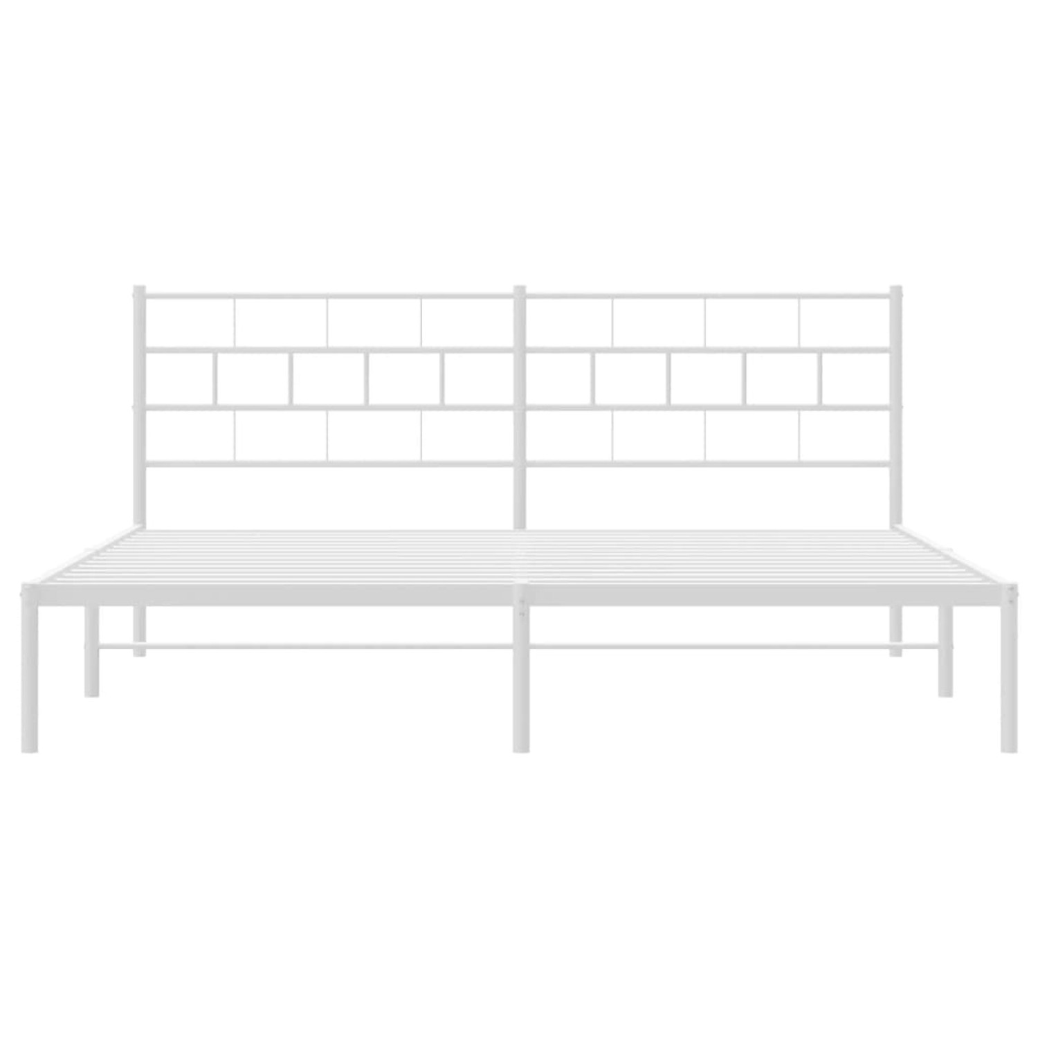 Weißes Metallbettgestell mit Kopfteil, 193x203 cm, vidaXL. Bett für Schlafzimmer.