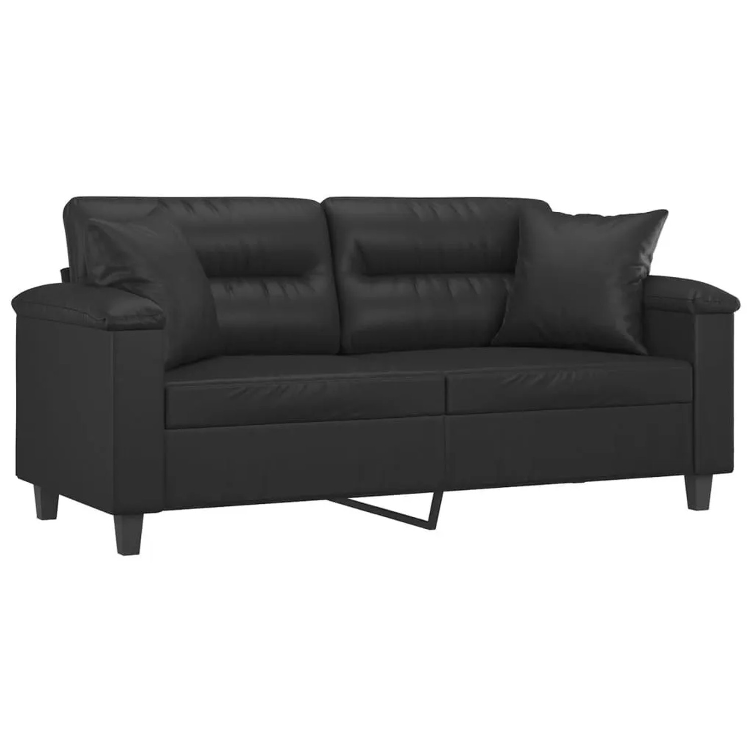 vidaXL 2-Sitzer-Sofa mit Zierkissen Schwarz 140 cm Kunstleder 3200988 günstig online kaufen