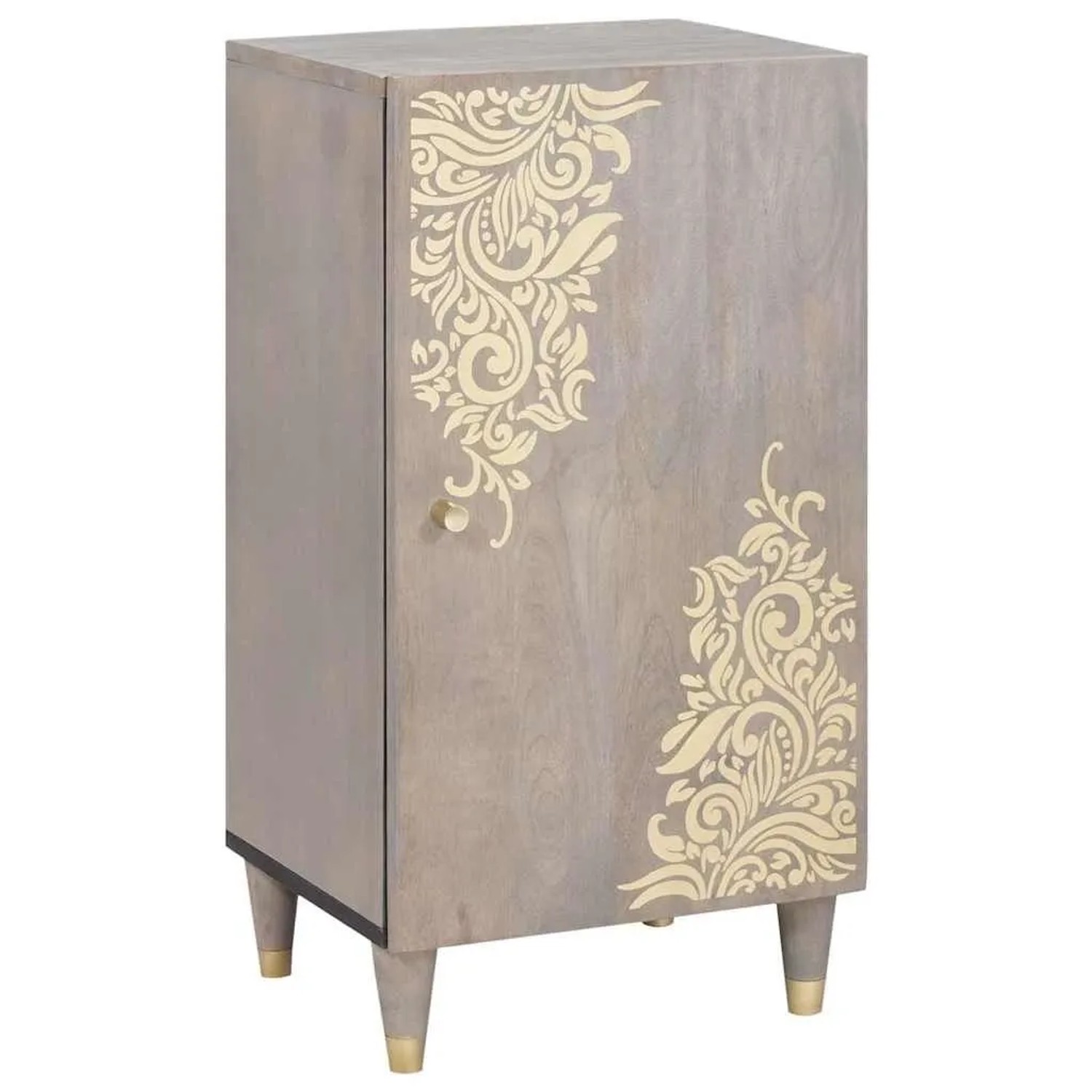 vidaXL Sideboard Grau und Gold 40 x 33 x 75 cm Massivholz Mango 4018796