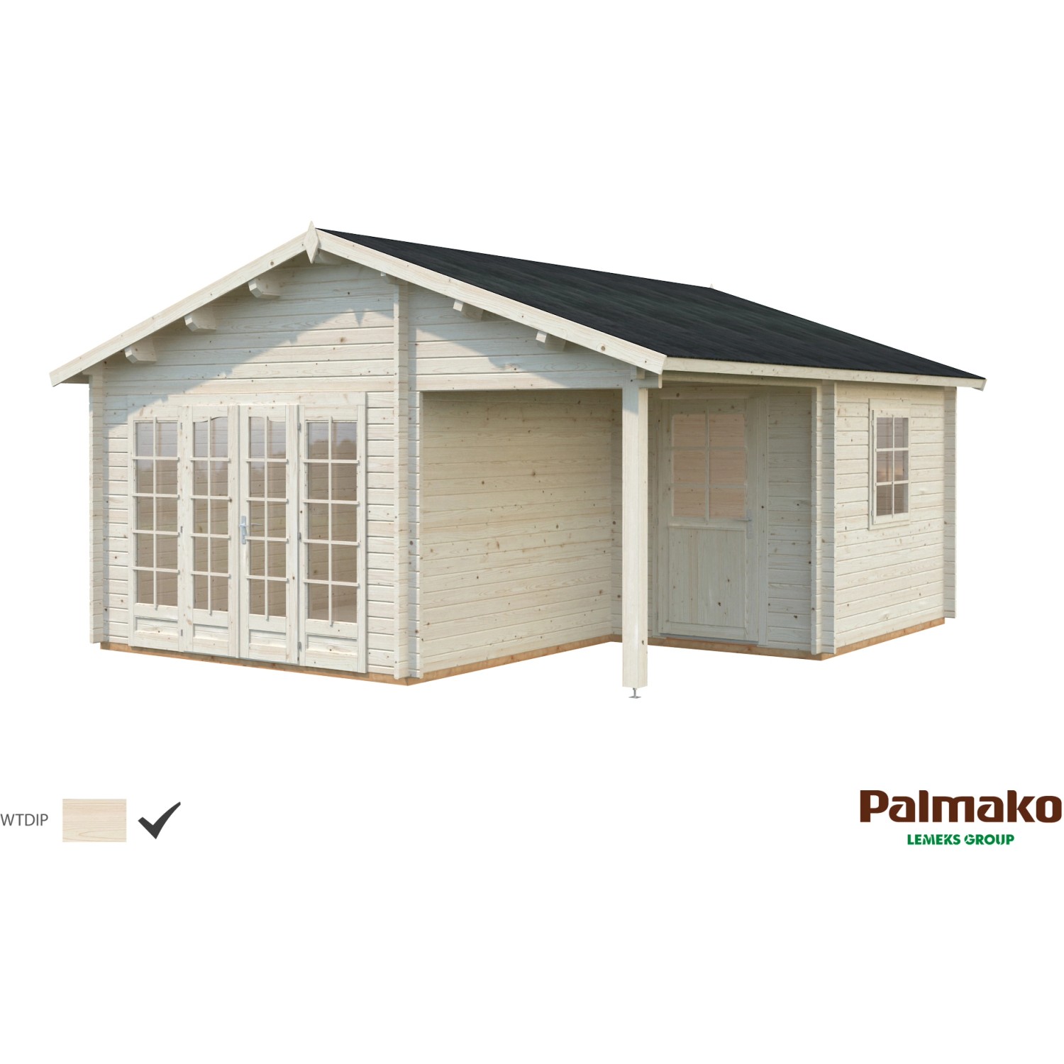 Palmako Irene Holz-Gartenhaus/Gerätehaus Klar Satteldach Tauchgrundiert 530 cm x 550 cm