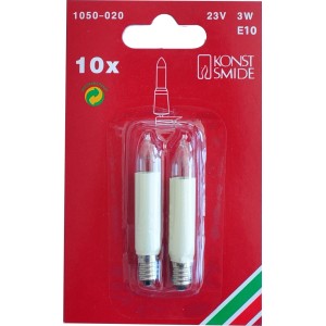 Konstsmide Ersatzbirnen, 2 Stück, 23V 3W, klar, warmweiß für Innen-Lichterketten.
