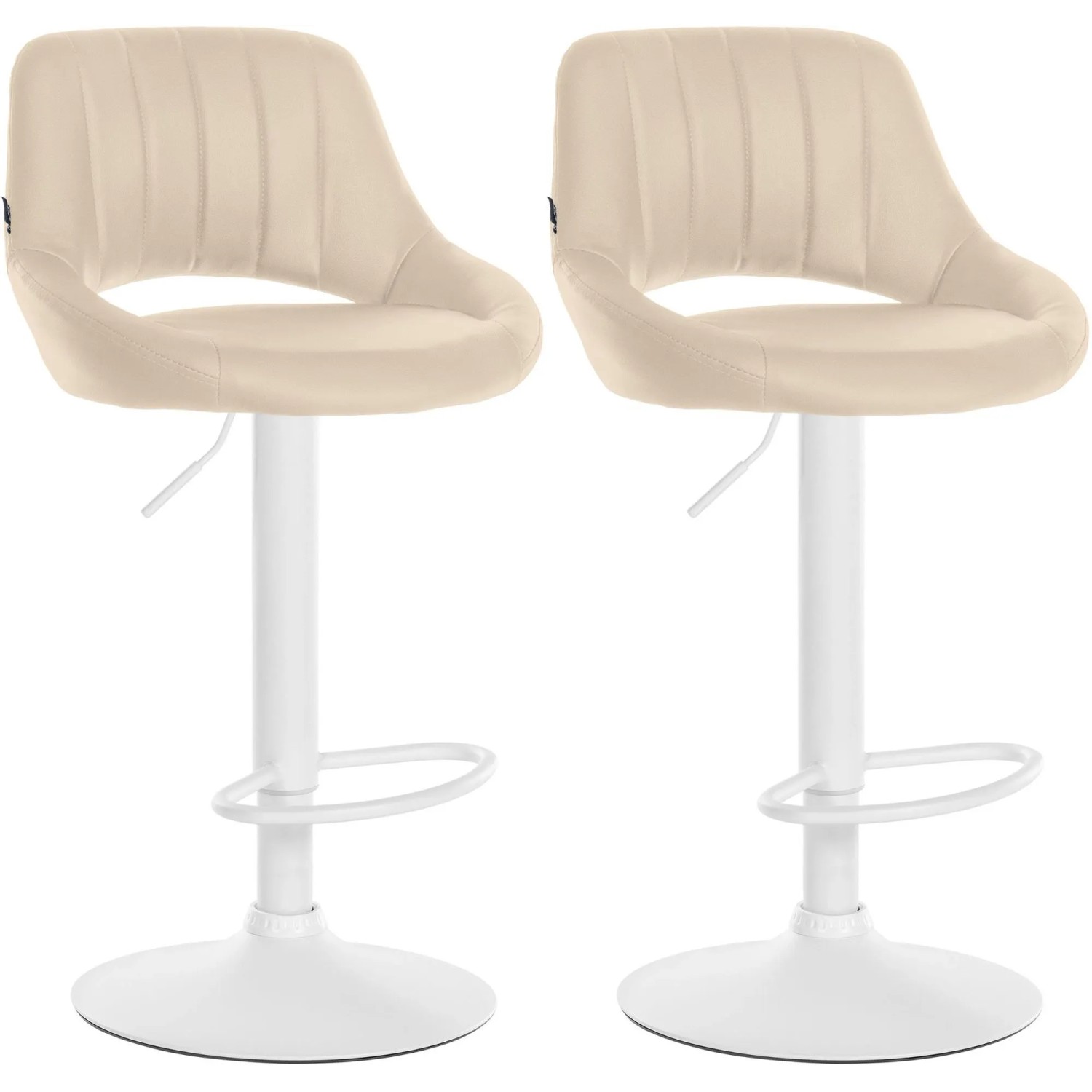 DELUKE 2er Set Barhocker SEGAD Kunstleder Creme 47x48x85cm Weiß Barstuhl Höhenverstellbar Mit Lehne Drehbar Tresenhocker Tresenstuhl