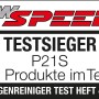 Siegel des P21S Felgenreinigers Power Gel: Testsieger, säurefrei, für Leichtmetallfelgen.