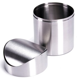 MSV Kosmetikeimer aus Edelstahl, 1,5 l, mit Schwingdeckel in Silber für Bad und Tisch.