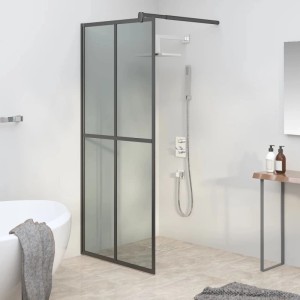 vidaXL Duschwand 80x195cm, dunkles Glas, schwarzer Rahmen. Begehbare Dusche im modernen Bad.