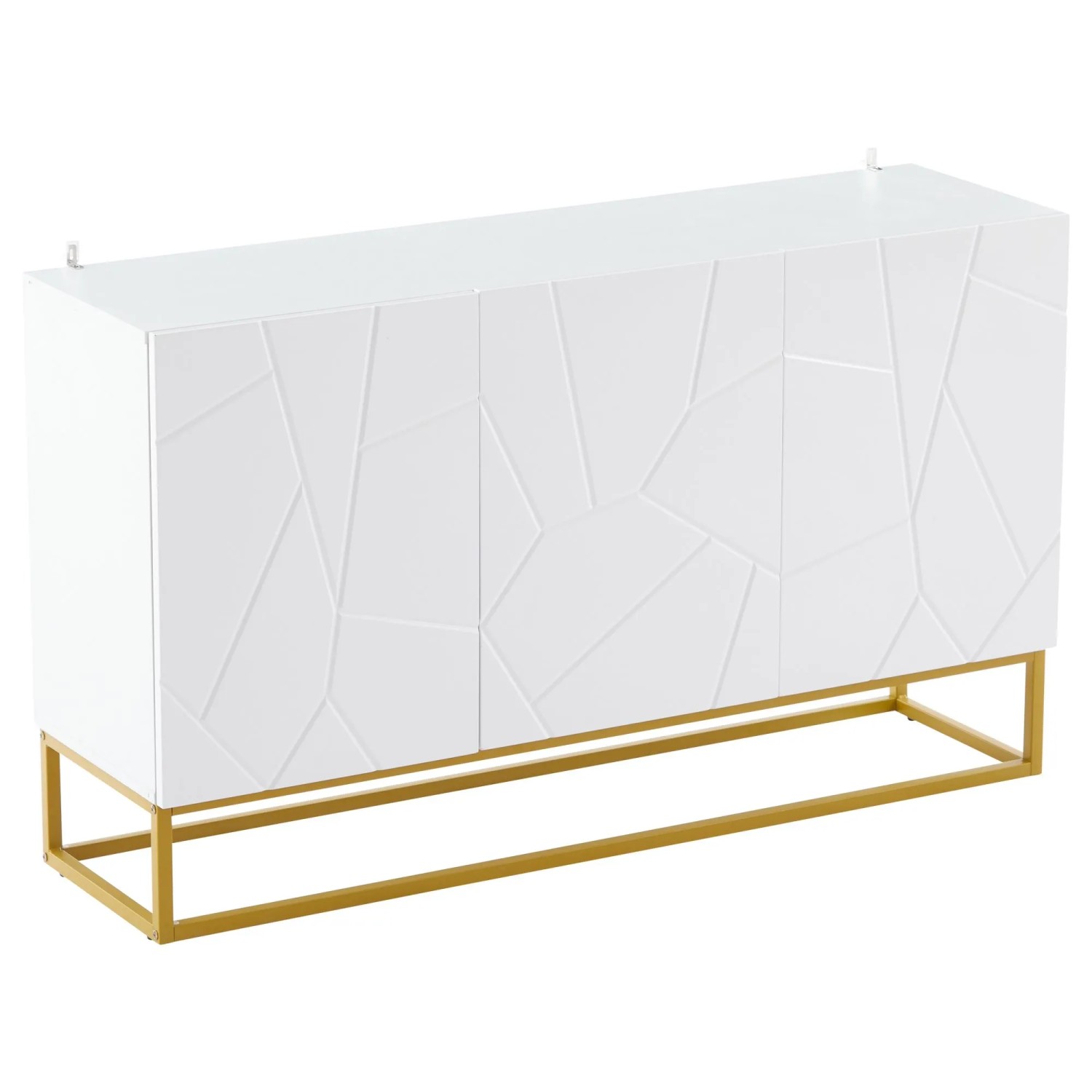 okwish Sideboard mit 4 Fächern Stauraum Esszimmer 130x38x76cm Weiß