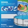Bestway Framepool Steel Pro Max in Lichtgrau mit Kieselmosaik-Optik. Rundes Schwimmbecken mit Stahlrahmen für Badespaß.