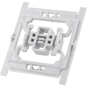 Adapter Siemens für Hausautomation, weiße Kunststoffhalterung zur Integration in Schalterserien.