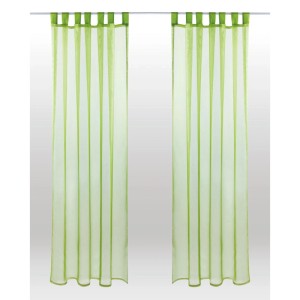 2er-Pack grüne Voile-Dekoschals Noella mit Schlaufen, 140x245 cm, für Fenstervorhänge.