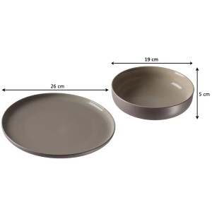 Ritzenhoff & Breker Jasper Tafelservice, 8-teilig, Taupe, bestehend aus Teller und Schale.